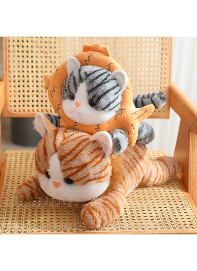null - Transformed Pullover Stripe Gradual Stripe Cat Bread Plush Toy Doll Product Explosions-Color:Pink Flower Brown Cat-Height:30cm 0.25kg - Image 1