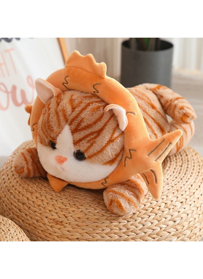 null - Transformed Pullover Stripe Gradual Stripe Cat Bread Plush Toy Doll Product Explosions-Color:Pink Flower Brown Cat-Height:30cm 0.25kg - Image 1