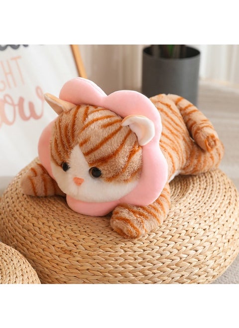 Transformed Pullover Stripe Gradual Stripe Cat Bread Plush Toy Doll Product Explosions-Color:Pink Flower Brown Cat-Height:30cm 0.25kg
