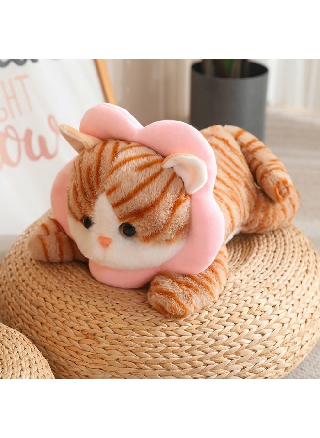 null - Transformed Pullover Stripe Gradual Stripe Cat Bread Plush Toy Doll Product Explosions-Color:Pink Flower Brown Cat-Height:30cm 0.25kg - Image 1
