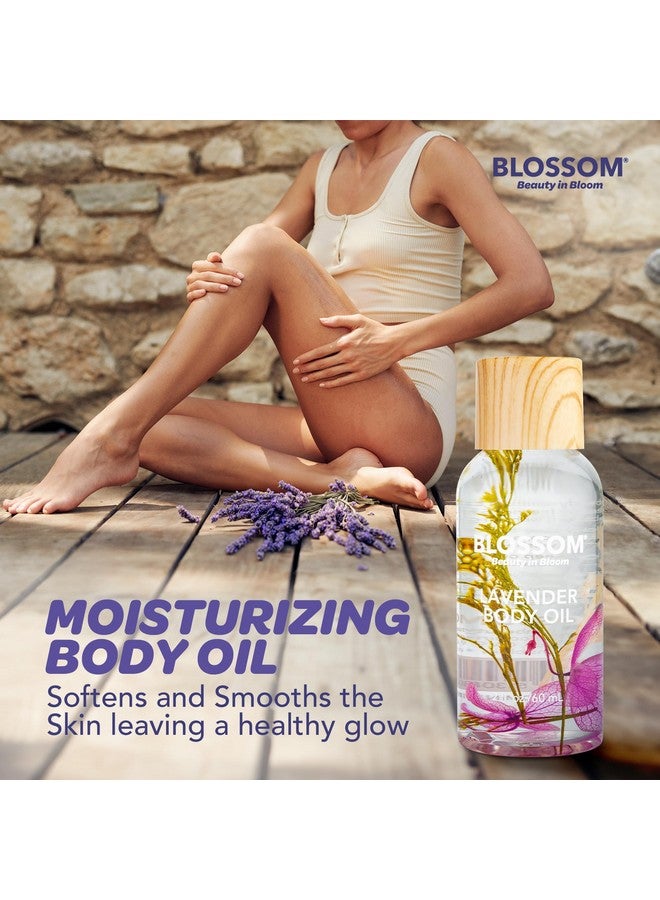بلوسوم زيت الجسم الجاف برائحة الزهور، زيوت للجسم معطرة للنساء، مرطبة ومرطبة للعناية بالبشرة، زيت جاف للجسم برائحة الزهور الطبيعية، 60 مل/2 أونصة سائلة، بنفسجي، لافندر - Image 2