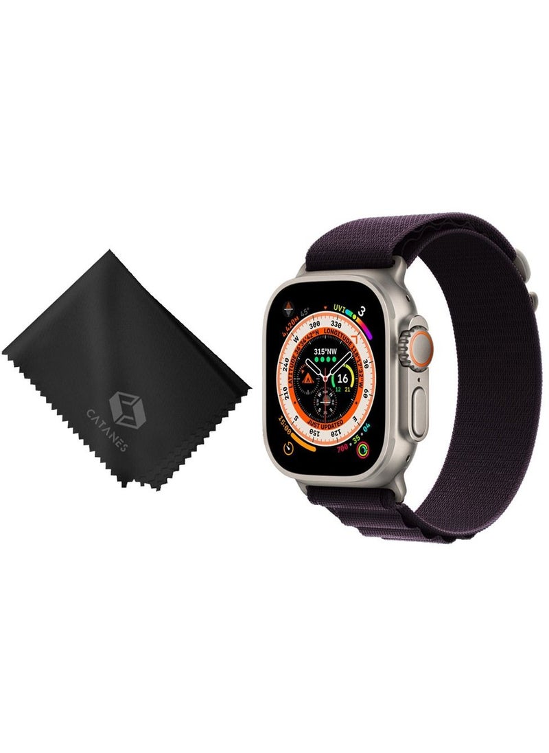 CATANES - 2 Packs Of Apple Watch Band and Microfiber Cloth Alpine Loop Band 49mm 45mm 44mm 42mm Women Men Adjustable with Metal G-Hook Strap for iWatch Ultra Series SE 8/7/6/5/4/3/2/1 Dark Purple - Image 1