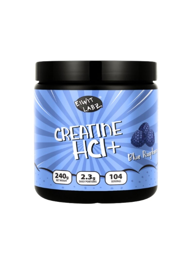 Creatine HCL+ Blue Raspberry 240g – Fast Absorption Creatine Hydrochloride | 104 Servings