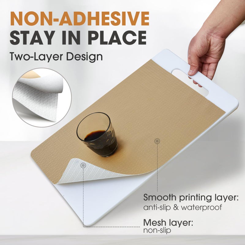 ALIUNI Drawer and Shelf Liner, Non-Slip Kitchen Cabinet Liners Non-Adhesive Thick Strong Grip Waterproof Washable Mats Protect Dresser Shelves Cupboard Bathroom Cabinets, Beige, 12 in X 10 FT - Image 2