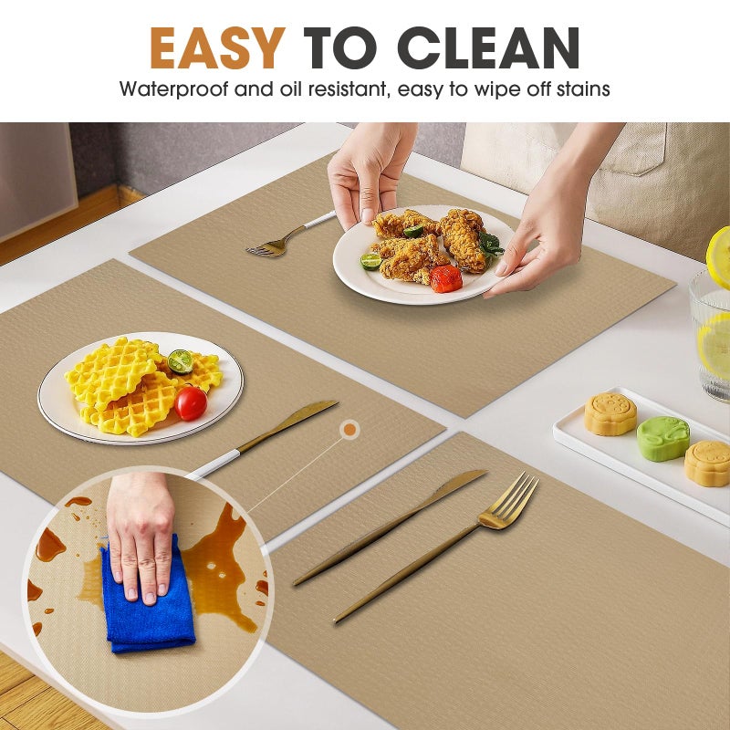 ALIUNI Drawer and Shelf Liner, Non-Slip Kitchen Cabinet Liners Non-Adhesive Thick Strong Grip Waterproof Washable Mats Protect Dresser Shelves Cupboard Bathroom Cabinets, Beige, 12 in X 10 FT - Image 3