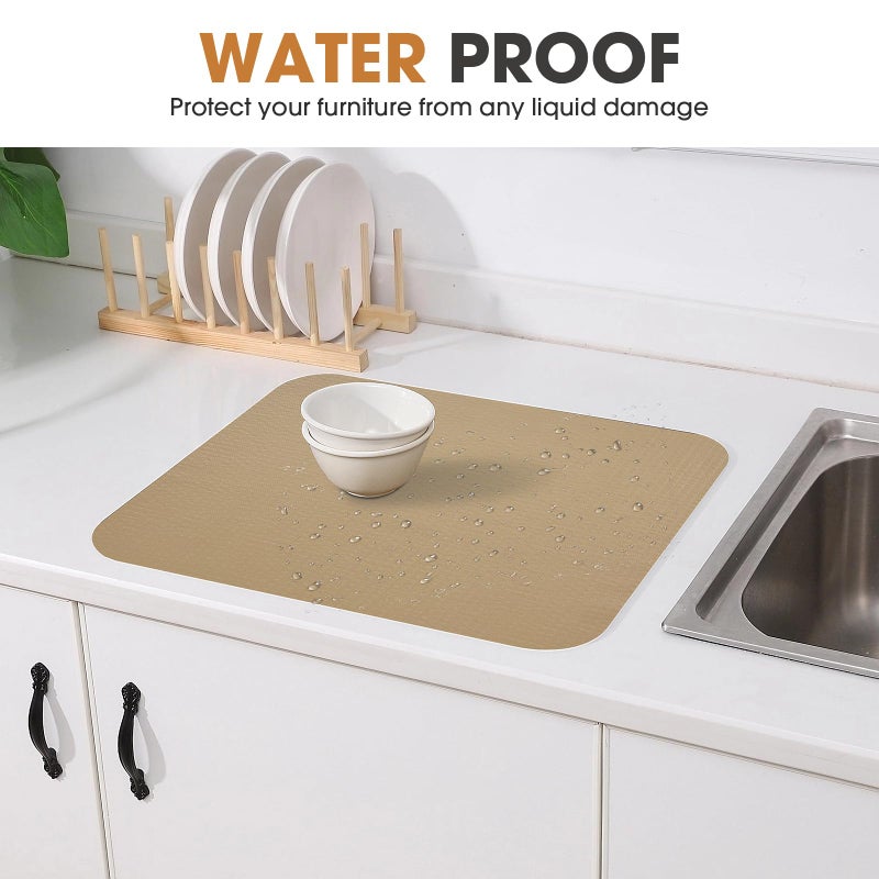 ALIUNI Drawer and Shelf Liner, Non-Slip Kitchen Cabinet Liners Non-Adhesive Thick Strong Grip Waterproof Washable Mats Protect Dresser Shelves Cupboard Bathroom Cabinets, Beige, 12 in X 10 FT - Image 5