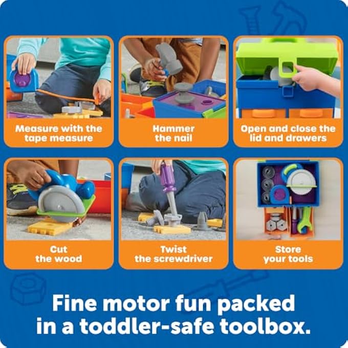 NEW SPROUTS ALL-IN-ONE TOOLBOX, TODDLER TOOL SET, MONTESSORI PLAY TOOLBOX,PRESCHOOL LEARNING ACTIVITIES,18 PIECES, AGES 2+ - Image 4