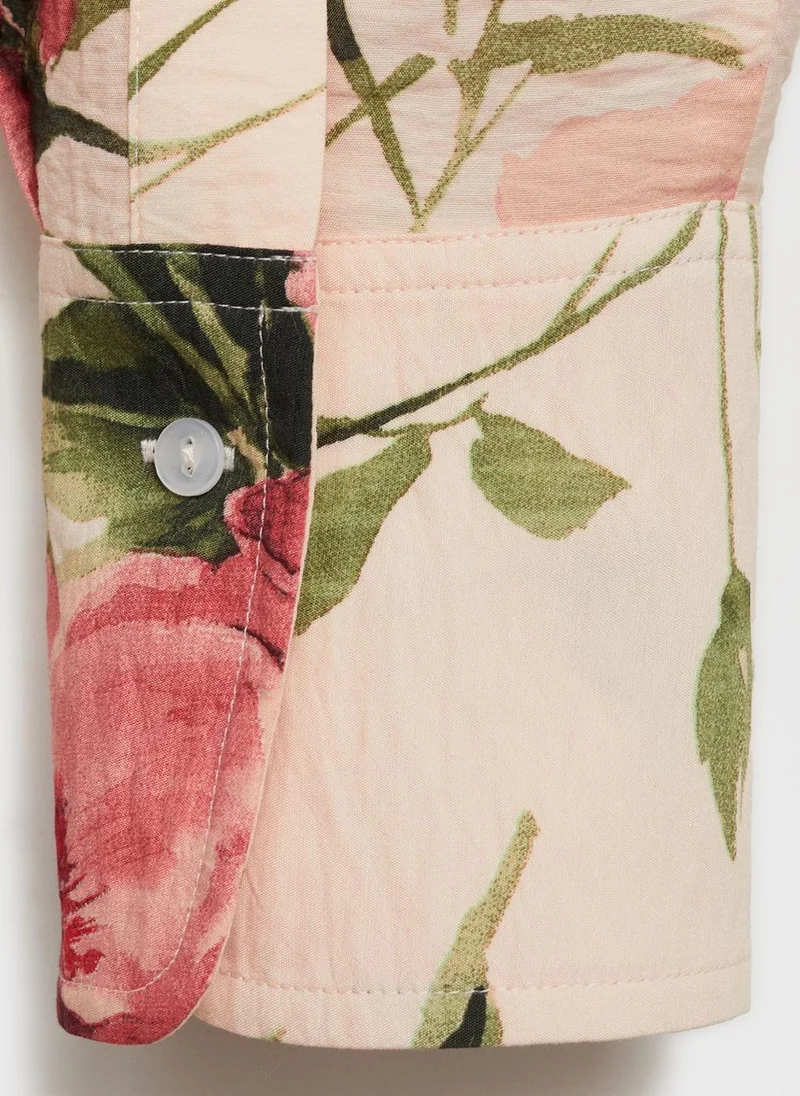 MANGO Flowy Floral Print Shirt