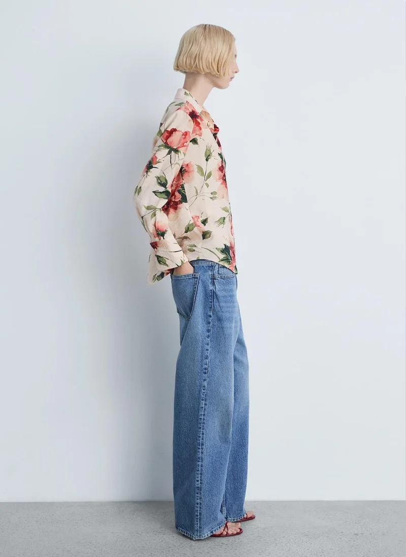 MANGO Flowy Floral Print Shirt