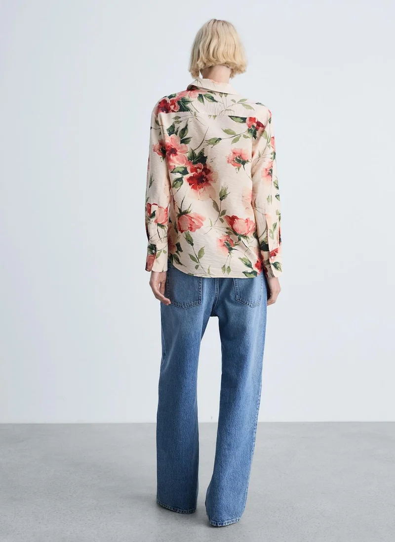 مانجو Flowy Floral Print Shirt