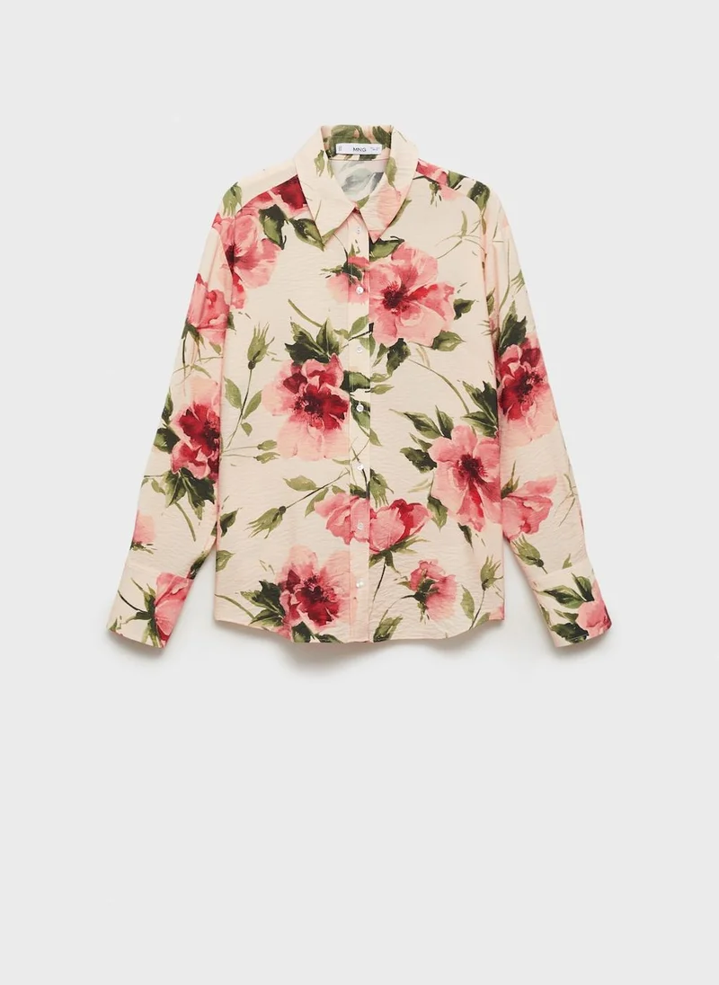 MANGO Flowy Floral Print Shirt