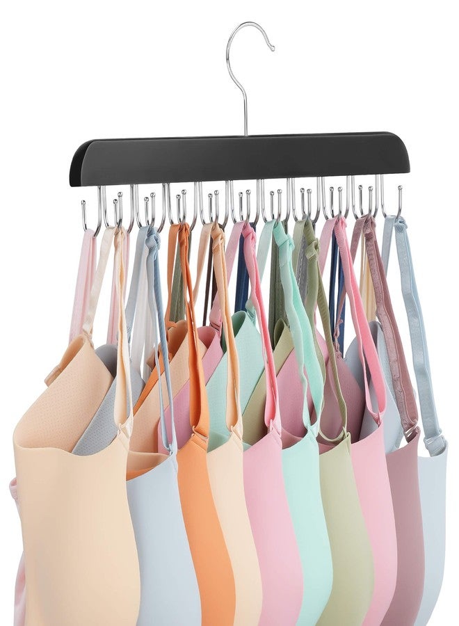 ZEDODIER Bra Hanger for Closet, Tank Top Hanger 20 Hooks Capacity, Wood Space Saving Hanger Closet Organizers and Storage for Dorm & Apartment, Black, ZE140 - Image 1