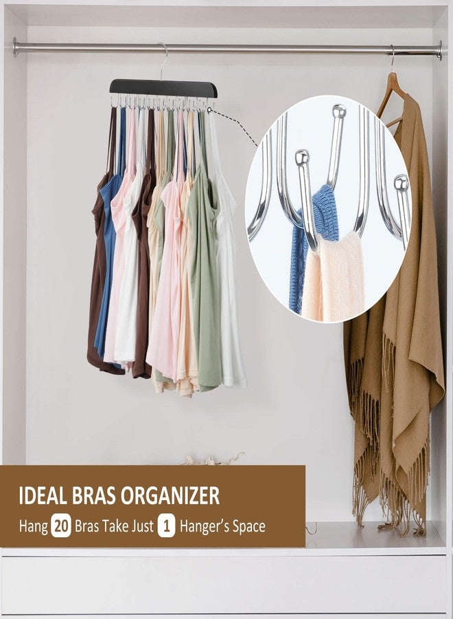 ZEDODIER Bra Hanger for Closet, Tank Top Hanger 20 Hooks Capacity, Wood Space Saving Hanger Closet Organizers and Storage for Dorm & Apartment, Black, ZE140 - Image 3