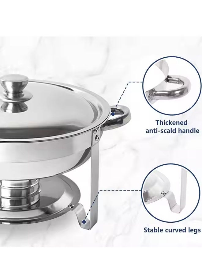 سخانات بوفيه سخان طعام سخان اكل بوفيه خدمة تدفئة الطعام بوفيه طبق الغضب مجموعة بوفيه طبق طبق الغضب من الفولاذ المقاوم للصدأ وعاء ساخن مع غطاء وحامل غطاء مدمج صينية الاحترار الغذائي للحفلات والعشاء والتموين قطعة من الجبن - Image 4