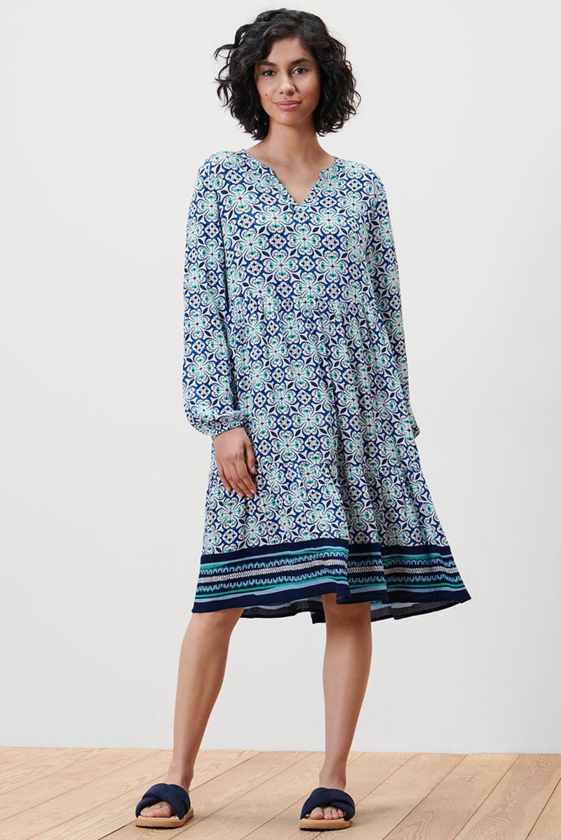 Tchibo Women Allover Print Midi Dress, Multicolor - Image 1