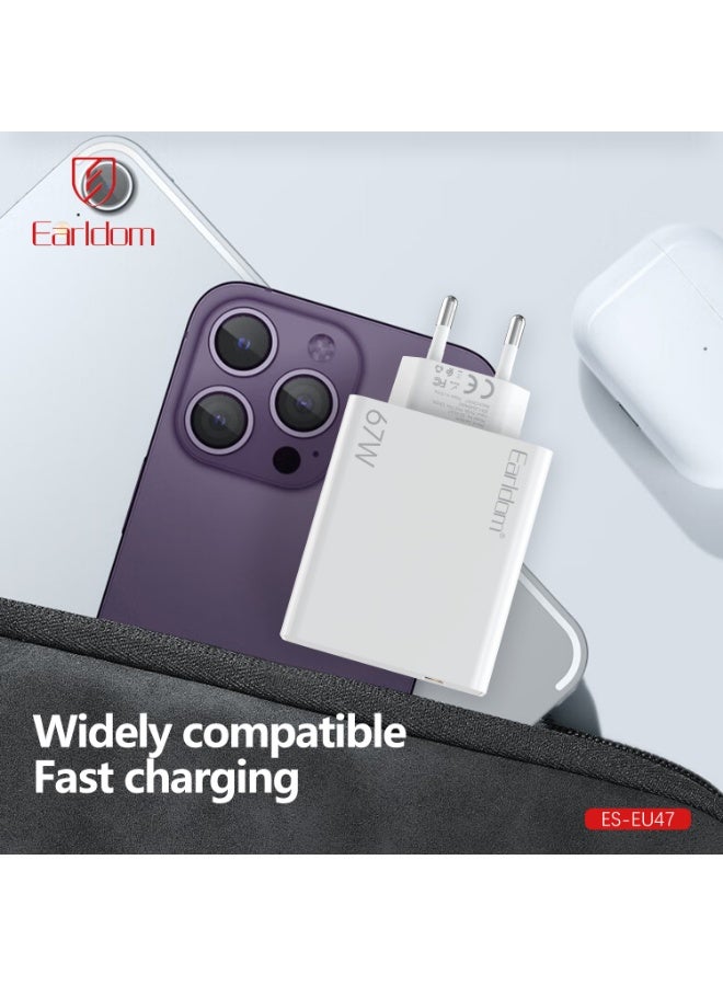 Earldom Wall Charger EU47 - 67W USB QC 3.0 Output and USB to Type-C Cable PD Fast Charger - Image 3