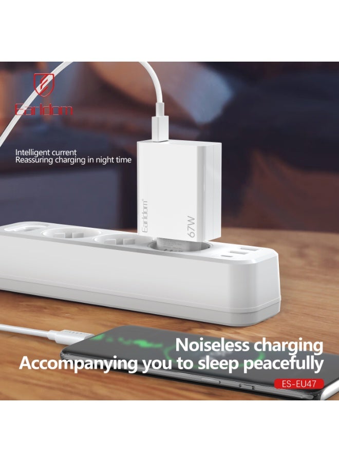 Earldom Wall Charger EU47 - 67W USB QC 3.0 Output and USB to Type-C Cable PD Fast Charger - Image 5