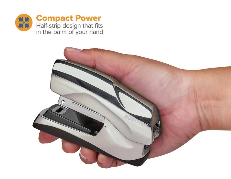 Bostitch Office Heavy Duty Stapler, 40 Sheet Capacity, No Jam, Half Strip, Fits into the Palm of Your Hand, For Classroom, Office or Desk, Chrome - Image 4