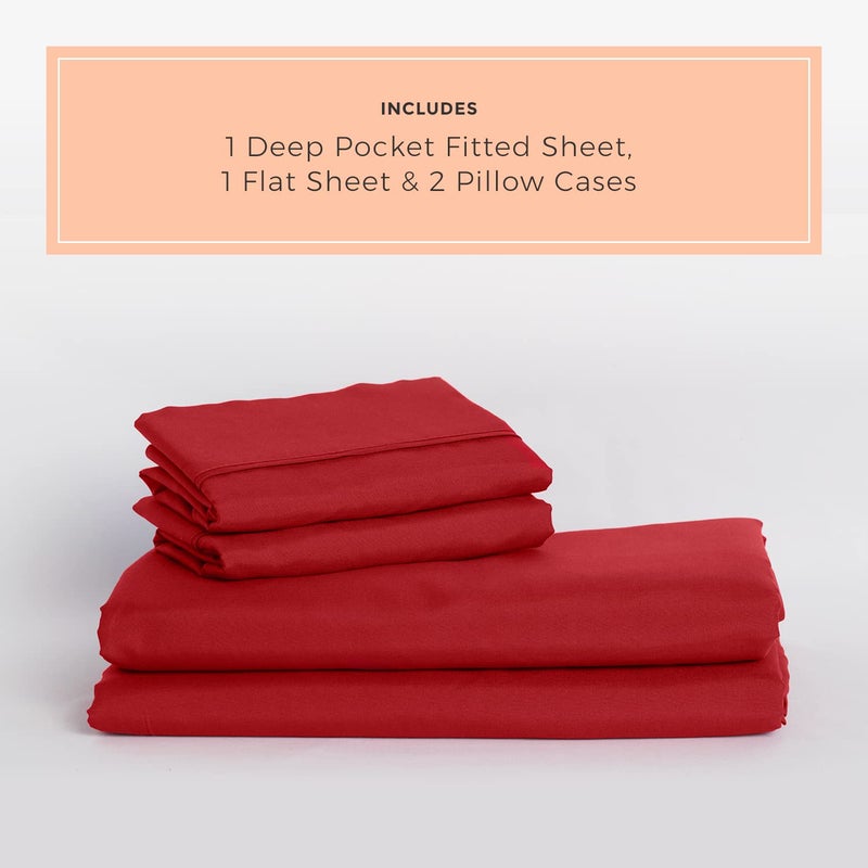 PeachSkinSheets PeachSkinSheets Red Velvet Sheet Set - 1500tc Level of Softness - Extra Soft Cooling Sheets for Hot Sleepers and Night Sweats - XL Full Size  - Image 2