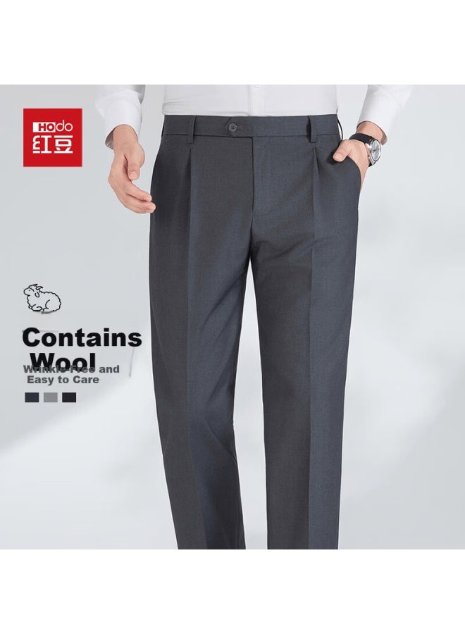 Hodo Wool Dress Pants Men's Spring Autumn Business Casual Suit Trousers Work Pants - Image 1