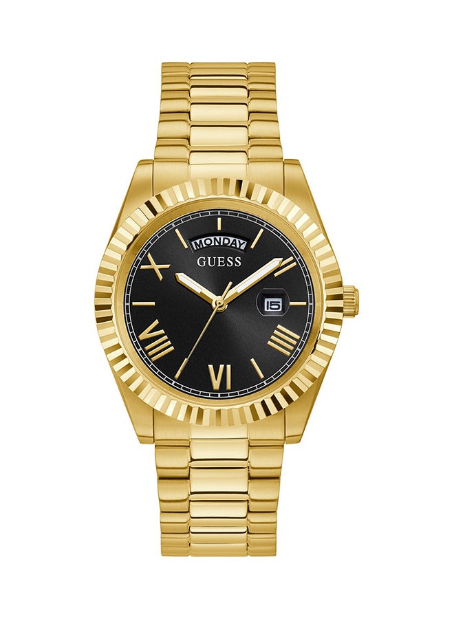 GUESS جيس US ساعة يد كونويسور بعقارب باللونين الذهبي والأسود للرجال GW0265G3 - Image 1