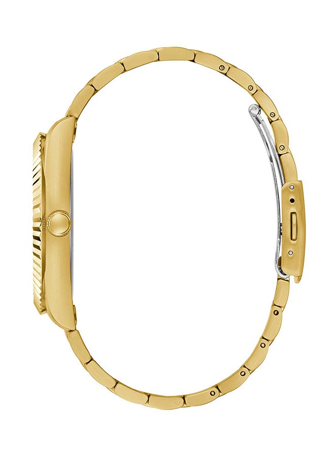 GUESS جيس US ساعة يد كونويسور بعقارب باللونين الذهبي والأسود للرجال GW0265G3 - Image 4