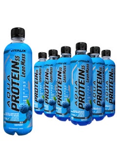 Vitalix Vitalix Aqua Protein 55 Lean Mass Blue Raspberry Complete Meal & Post Workout Drink – Zero Sugar,25g Beef Protein Water, 30g Carbohydrates, Creatine Monohydrate - Ramadan Drink 500ml Pack of 12  - Image 1