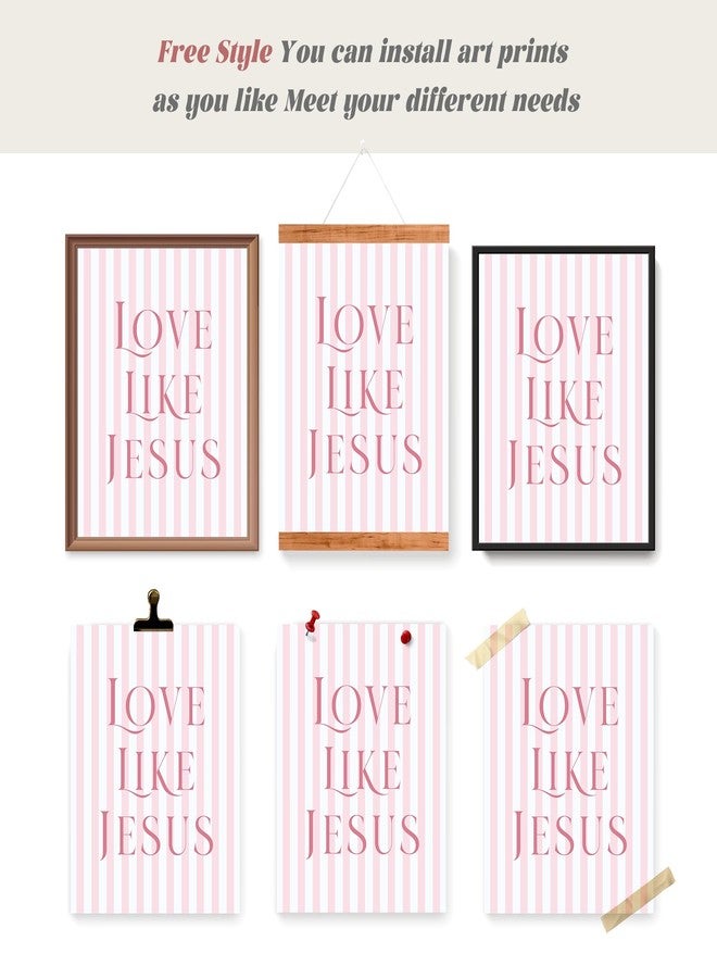 LARTSFRO Coquette Pink Bow Jesus Wall Art Decor Posters, Light Pink Bow Christian Room Bedroom Bathroom Dorm Wall Art Decor Aesthetic for College Teen Girls Gifts, Inspirational Bible Verses Bow Wall - Image 4