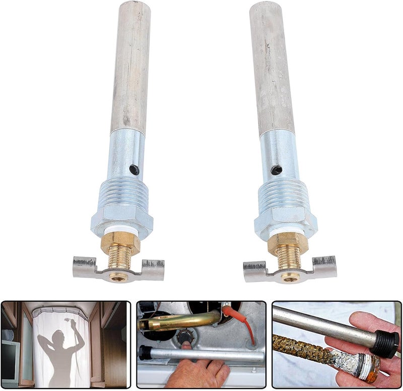 Aramox Aluminum Anode Rod Replacement, 2 Sets RV Water Heater Anode Rod 4.5 X 0.5 NPT Quick Drain Design, Suitable for Atwood RV - Image 3