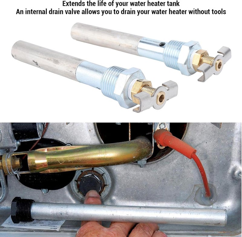 Aramox Aluminum Anode Rod Replacement, 2 Sets RV Water Heater Anode Rod 4.5 X 0.5 NPT Quick Drain Design, Suitable for Atwood RV - Image 2