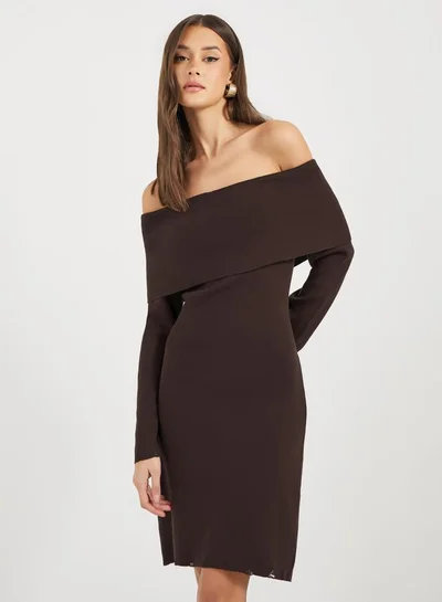 Styli Off-Shoulder Knit Dress