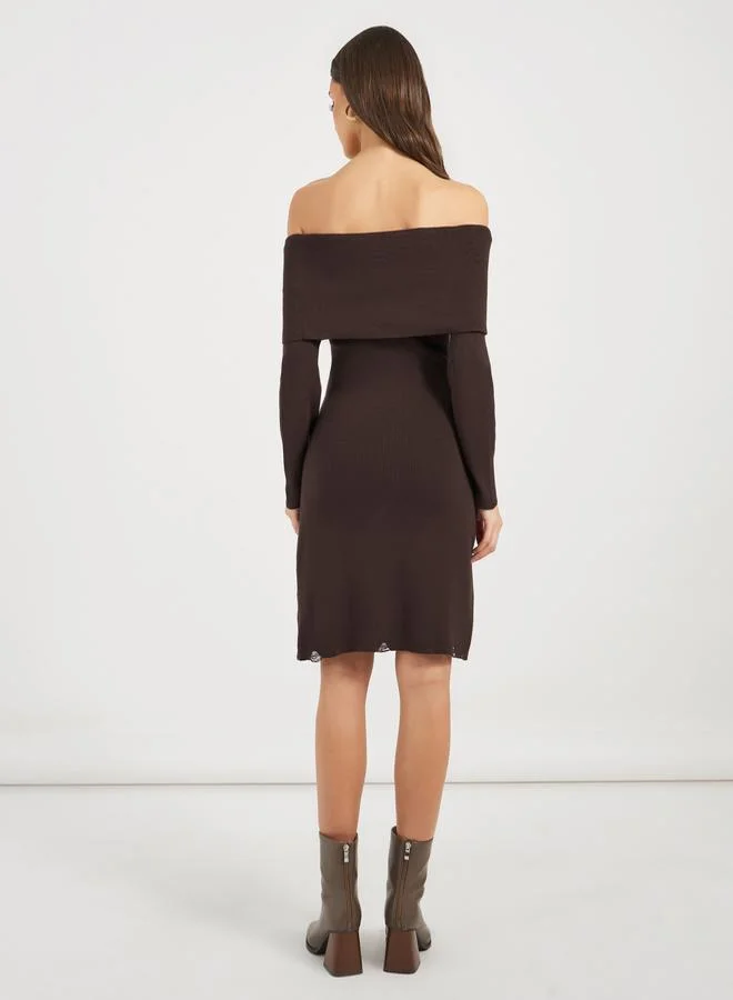 Styli Off-Shoulder Knit Dress