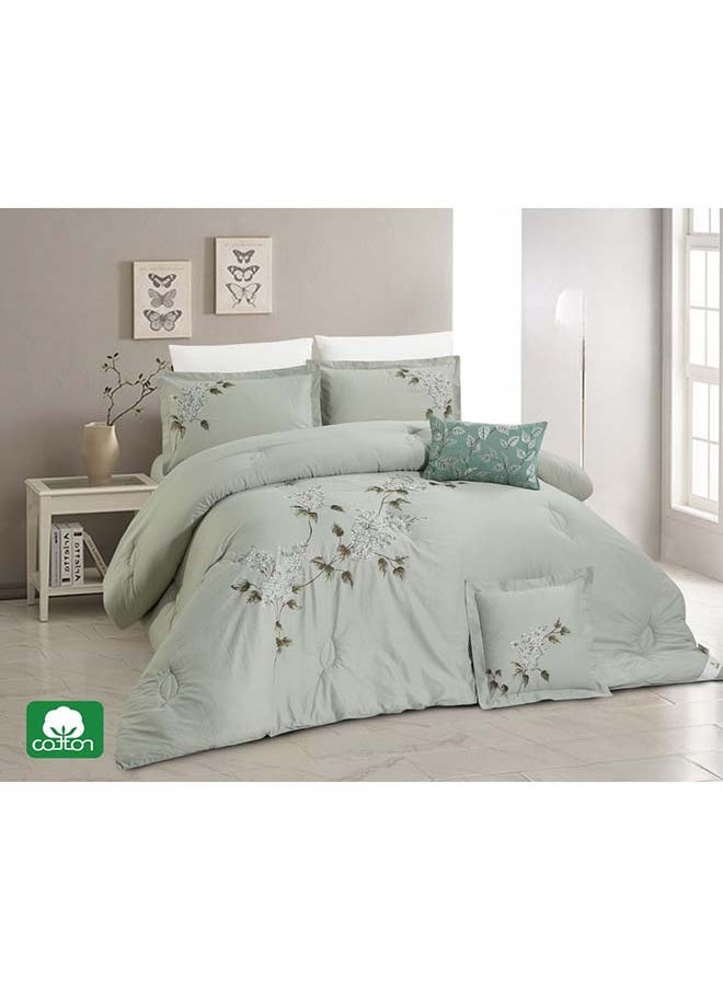 Hours - hours comforter set with soft silky fabric 100% cotton and a modern and distinctive pattern that satisfies all tastes 8 pieces king size - Image 1