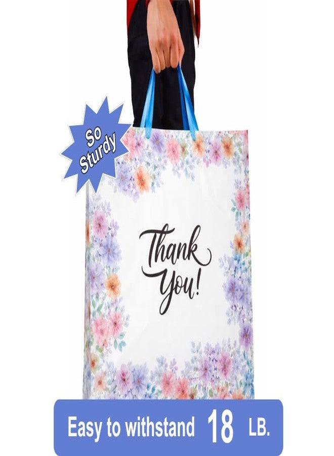Infinite Pack 18" x18"(100pcs Floral Thank You Bag with Soft Loop Handle & Bottom Gusset - 2.35 Mil Thick Plastic Merchandise Shopping Bag for Goodies, Clothing, Shower Gift, Retail Boutique Bags - Image 5