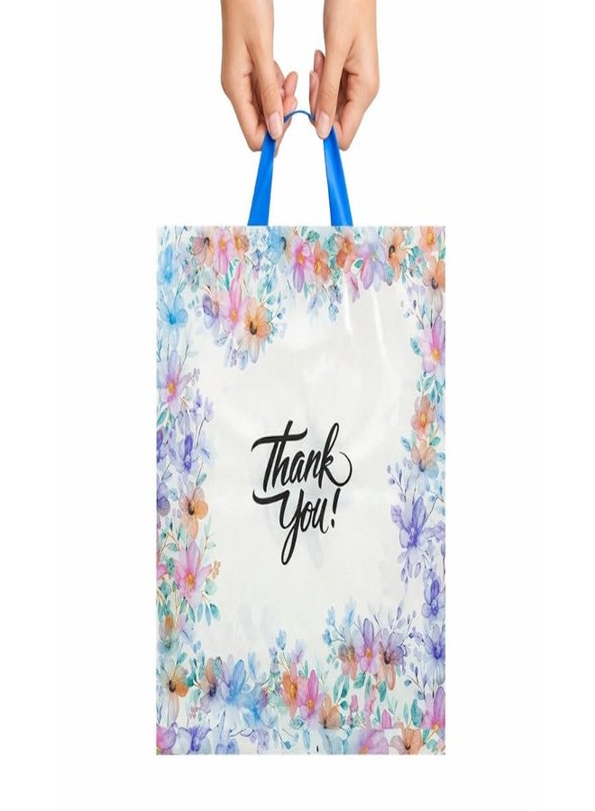 Infinite Pack 18" x18"(100pcs Floral Thank You Bag with Soft Loop Handle & Bottom Gusset - 2.35 Mil Thick Plastic Merchandise Shopping Bag for Goodies, Clothing, Shower Gift, Retail Boutique Bags - Image 3