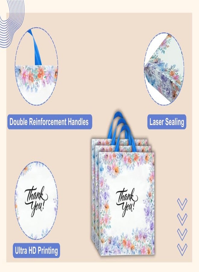 Infinite Pack 18" x18"(100pcs Floral Thank You Bag with Soft Loop Handle & Bottom Gusset - 2.35 Mil Thick Plastic Merchandise Shopping Bag for Goodies, Clothing, Shower Gift, Retail Boutique Bags - Image 4