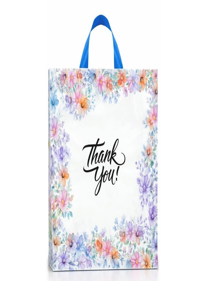Infinite Pack 18" x18"(100pcs Floral Thank You Bag with Soft Loop Handle & Bottom Gusset - 2.35 Mil Thick Plastic Merchandise Shopping Bag for Goodies, Clothing, Shower Gift, Retail Boutique Bags - Image 1