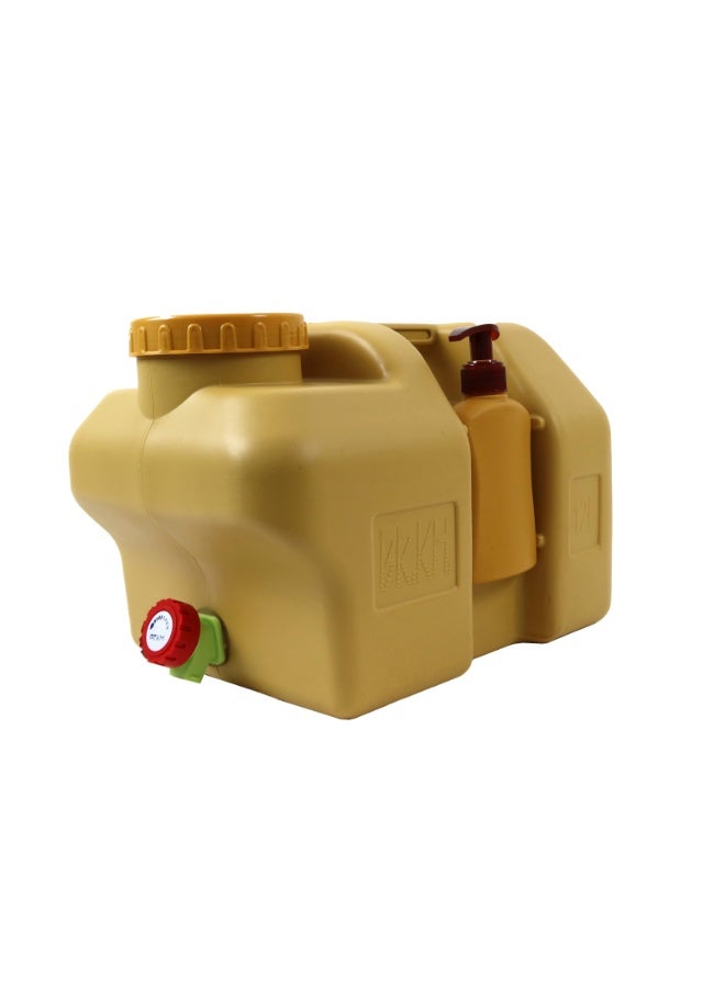 بيكي جركل ماء للرحلات 12 لتر مع بزبوز وعلبة صابون – لون بيج - Image 1