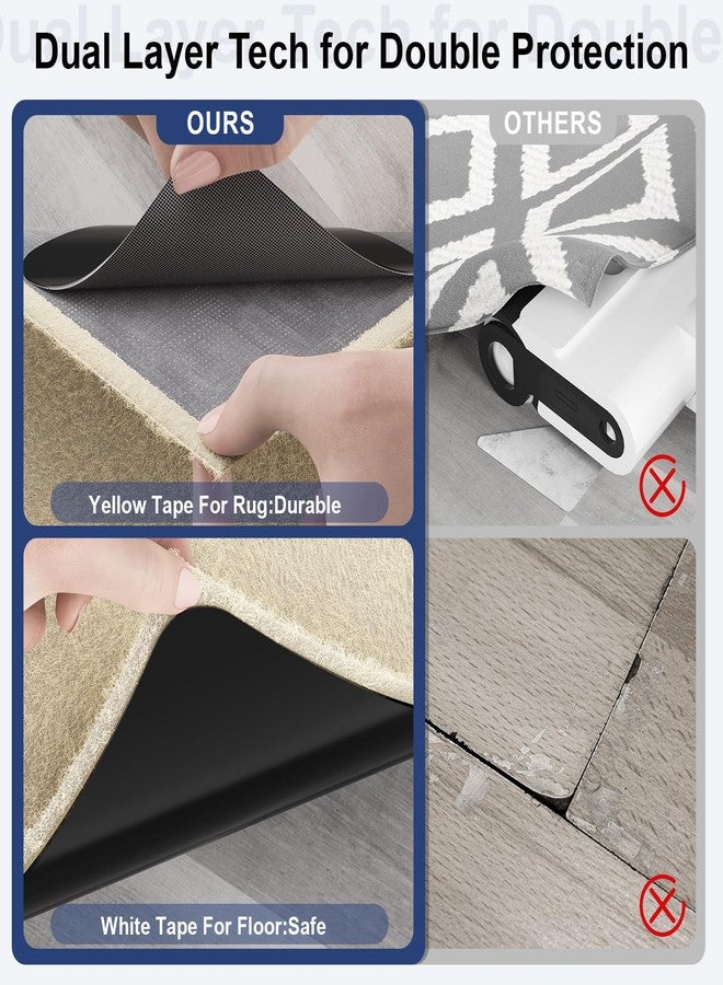 Home Techpro 12 PCS Black Rug Tape, Gripper for Rug for Hardwood Floors, Double Sided Reusable Under Rug Carpet Tape Stickers, Rug Anti Slip Grips for Area Rugs, Non Slip Rug Pads - Image 3