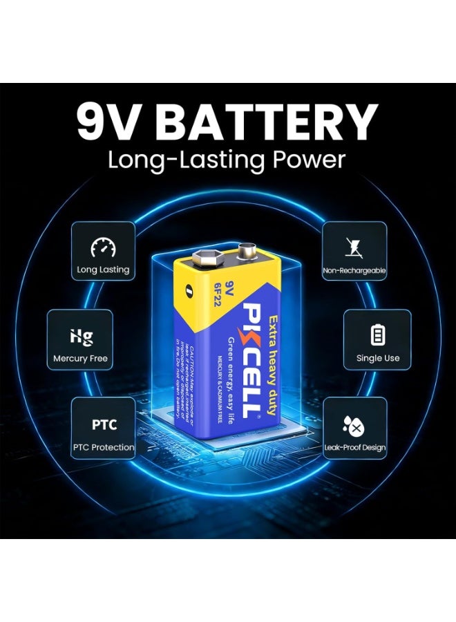 PKCELL 9V Batteries, 24 Pack 9 Volt Batteries Carbon Zinc, 9V Battery for Smoke Detector, Alarms, 6F22 Square Battery | 9V Battery for Smoke Detector, Alarms - Image 3
