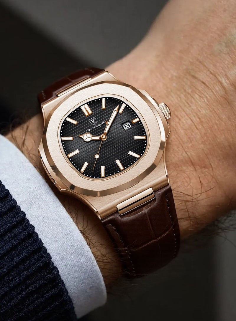 پوداجار ساعة الرجل ساعة رجالية مضيئة مقاومة للماء كوارتز - 40.5 ملم - Image 2