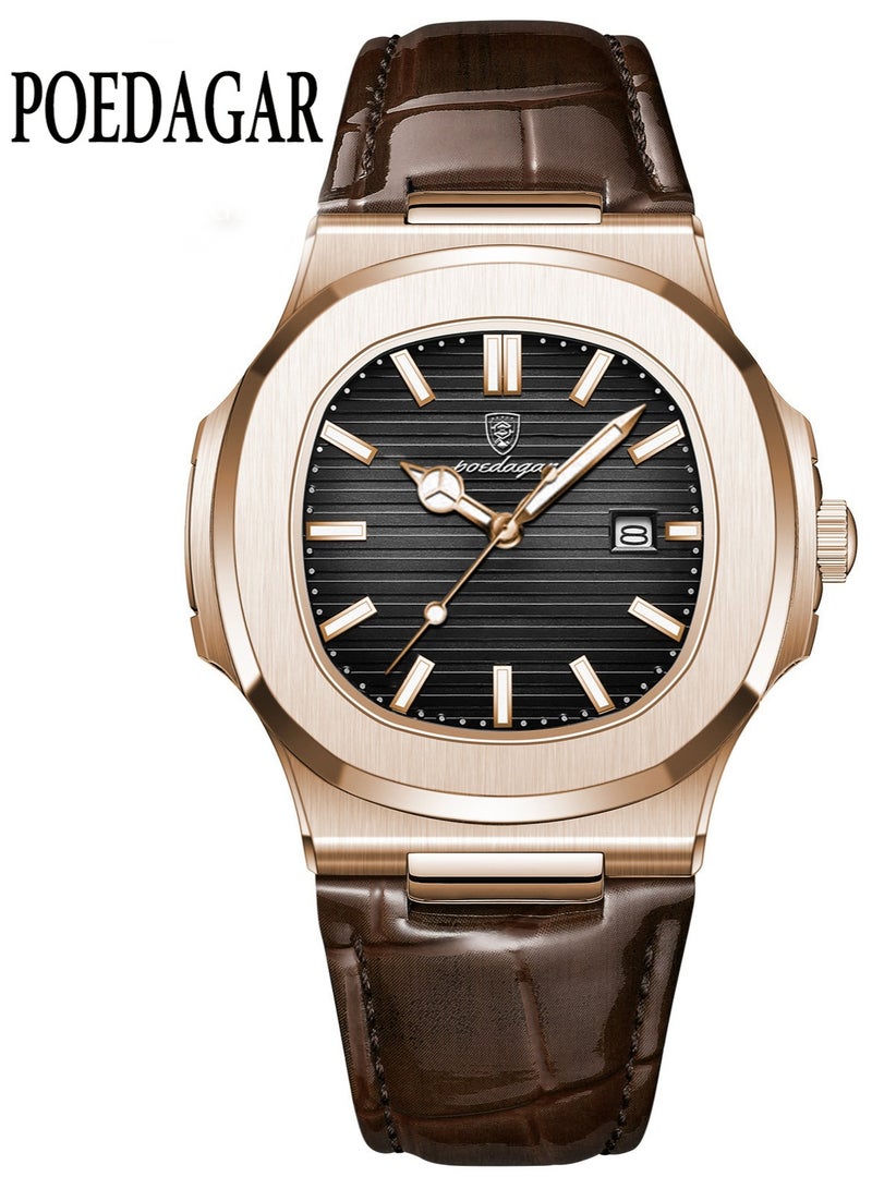 پوداجار ساعة الرجل ساعة رجالية مضيئة مقاومة للماء كوارتز - 40.5 ملم - Image 1