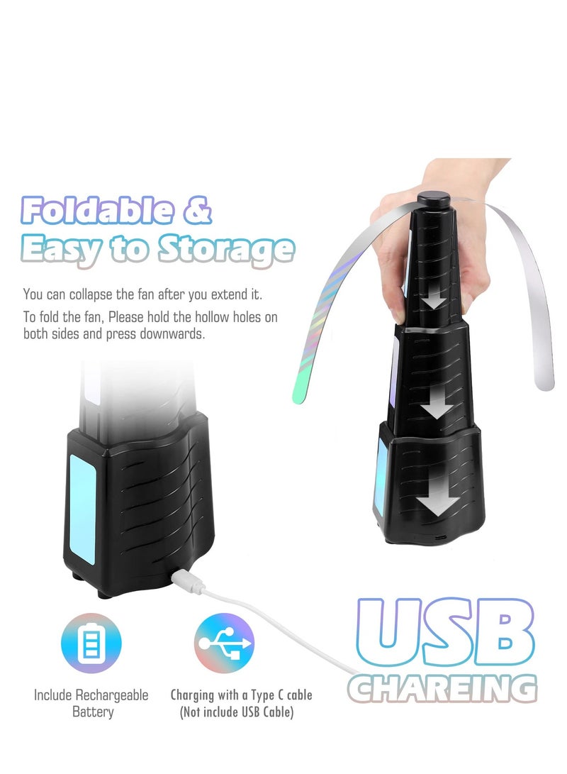 SYOSI Food Fan Collapsible Food Fans for Outdoor Indoor Table Top with Holographic Blades Recharg-eable for Outside Eating BBQ Dining Restaurant Kitchen Picnic Patio Home - Image 2