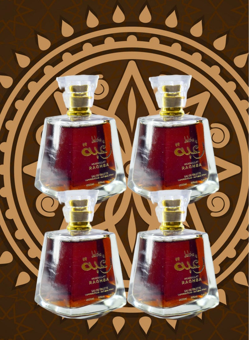 RAGHBA 4 Pieces Mukhallat Raghba Perfume EDT 100 Ml - Image 1