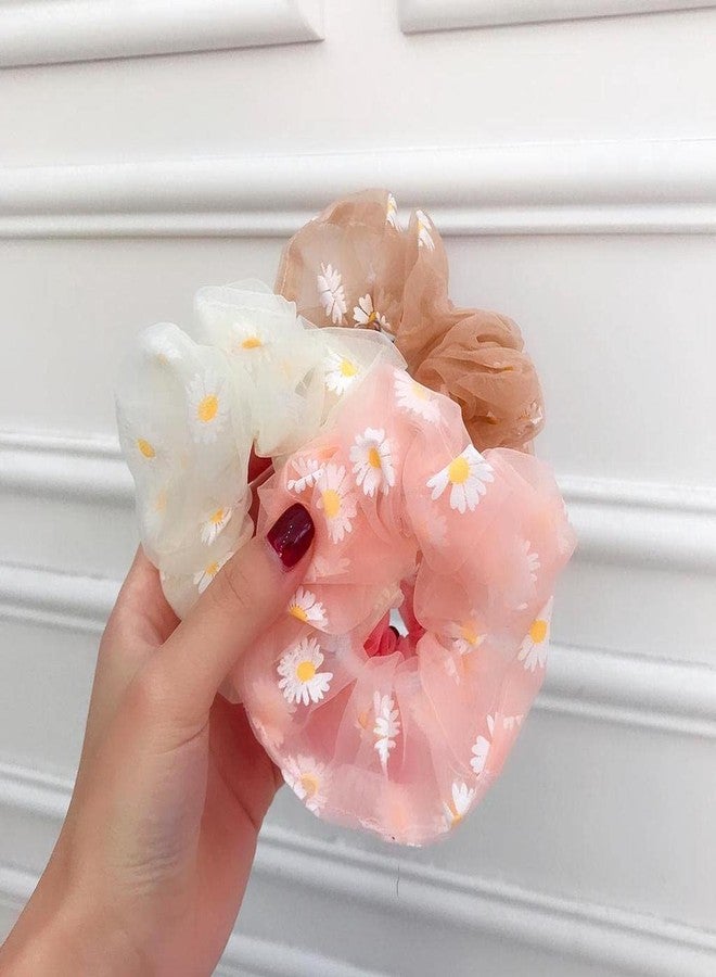 Aternal ربطات شعر للبنات، ربطات شعر مطاطية من الألياف الشبكية، إكسسوارات ربطات شعر مطاطية لجميع أنواع الشعر، ربطة شعر مزينة بالزهور للمراهقات، حاملات الكعكة وذيل الحصان وصانعات الضفائر، عبوة من 6 قطع - Image 5