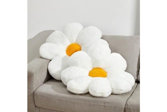 RVA Super Soft Rabbit Fur Sunflower Cushion Pillow for Sofa Back Support | Ideal for Bed, Sofa, Chair, Office, Car Support & Sleeping Decorative Cushion for Bedroom, Living Room (35 Cm) (White) - Image 4