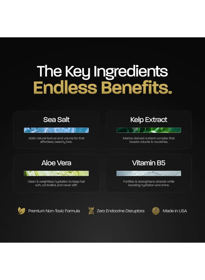 Based Bodyworks Sea Salt Spray, Natural Finish Sea Salt Spray for Hair, Volumizes & Texturizes, Infused with Kelp & Vitamin B5, Light & Non-Greasy, Paraben, Sulfate, Phthalate Free - Image 5