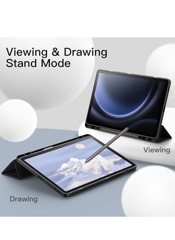YoYoTech - Samsung Galaxy Tab S9 FE 10.9 Inch 2023 Model with Pencil Holder Slim Tablet Cover with Soft Back Auto Wake Sleep Function Black - Image 1