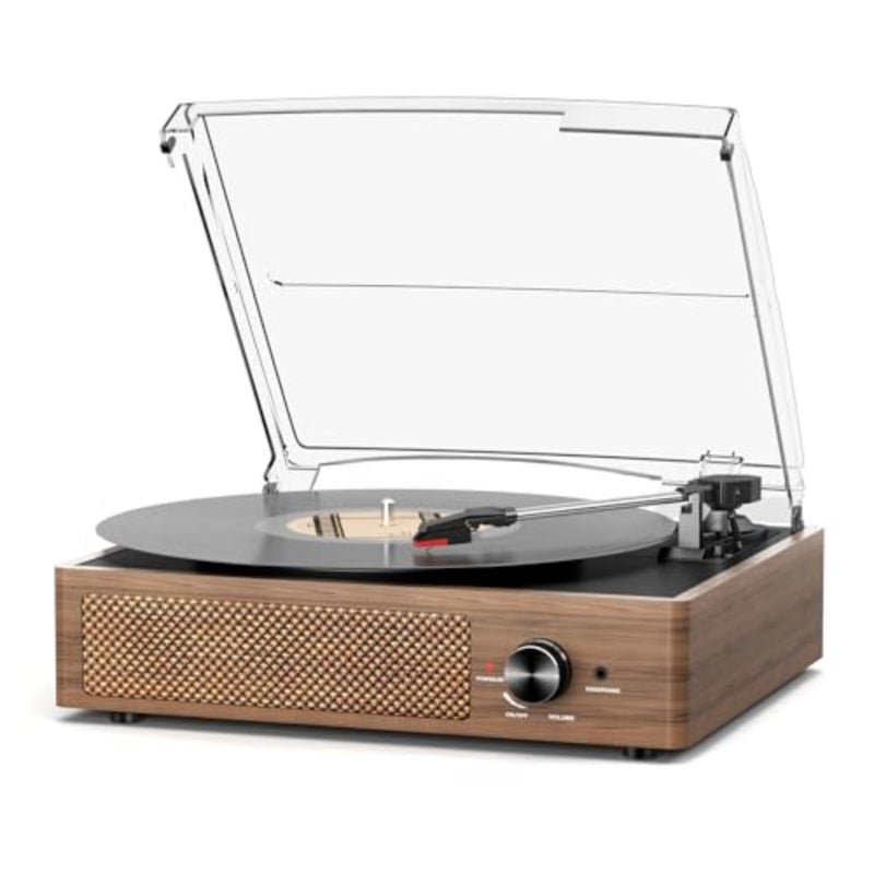 Vinyl Record Player Turntable with Built-in Bluetooth Receiver and 2 Stereo Speakers, 3 Speed 3 Size Portable Retro Record Player for Entertainment and Home Decoration - Image 1