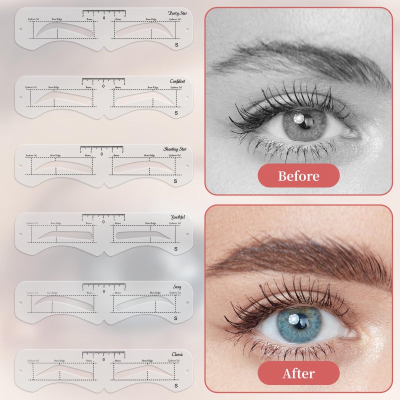 Asofelk 3Set Eyebrow Shaping Stencil, S/M/L Reusable Eyebrow Stencil Shaper Kit with Strap, Plastic Brow Stencil-brow Shaping Template Set for Beginner, Travel, Makeup Salons (Eyebrow Distance 2.0-3.5cm) ï»¿ - Image 3